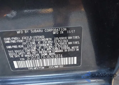 2018 Subaru Crosstrek 2.0I Limited from USA, damaged, VIN JF2GTALC6J8263874